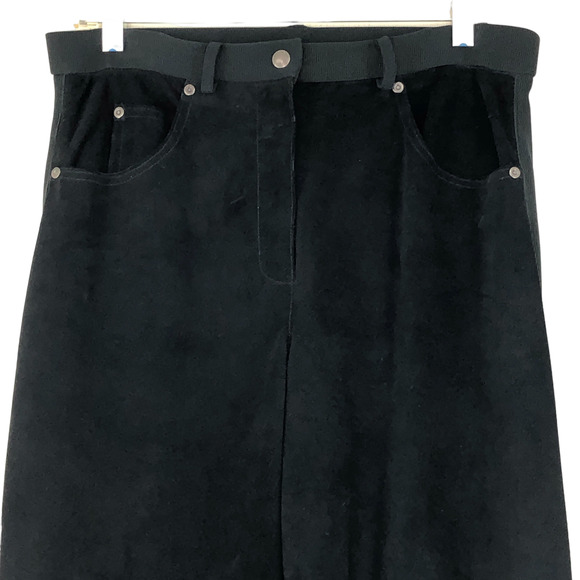 Lucchese Womens Size M Black Pants Suede Front Stretch Panel Back Front Zip LONG - Picture 2 of 11